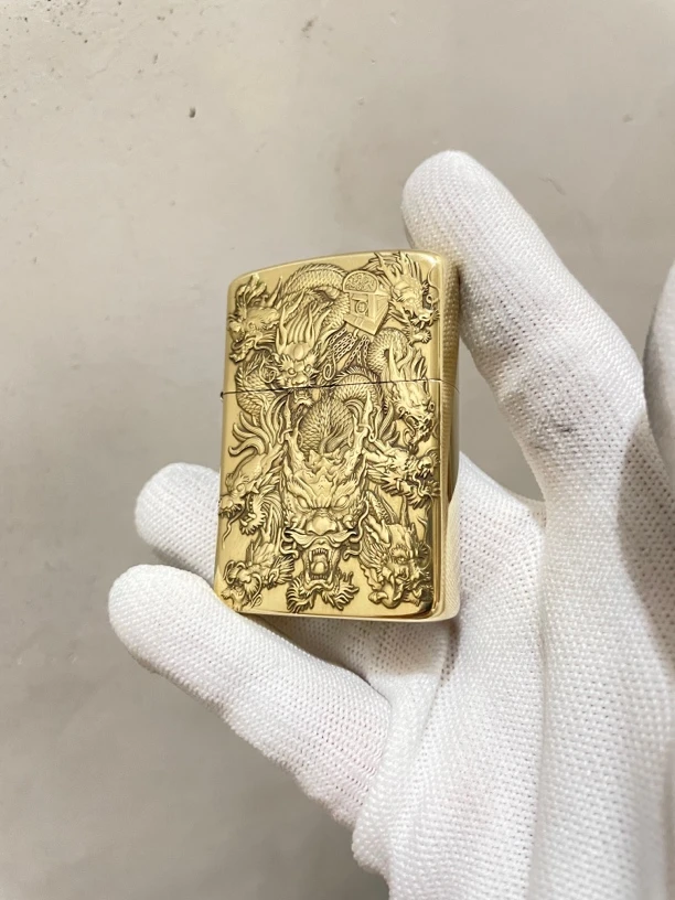 新款九龙运财佐罗黄铜盔甲浮雕煤油打火机升级防风男礼物独家定制