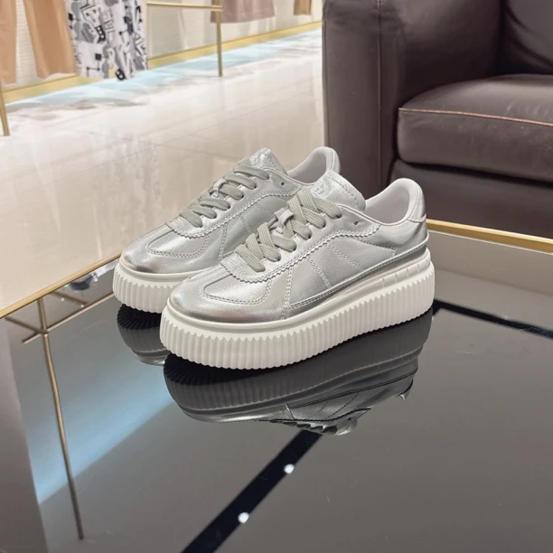 2024年新款厚底不发黄牛皮低帮绑带休闲鞋12284