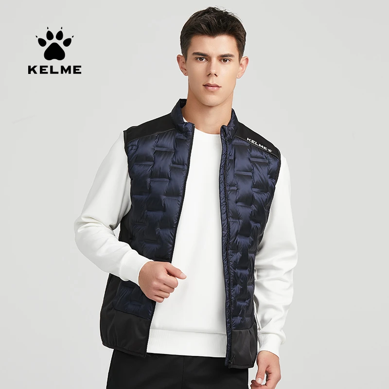 KELME卡尔美黑羽绒马甲男训练薄款保暖坎肩男子轻薄冬季潮流时尚