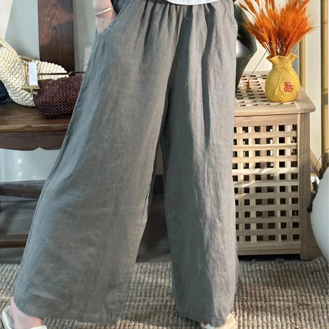 【云目悠悠】秋季汉麻时尚休闲垂感显瘦女士阔腿裤-2024891