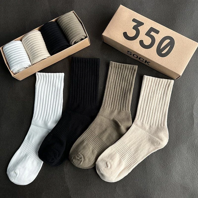 【5双特价】春夏袜子男士中筒袜白色运动长袜ins潮流薄款百搭篮球袜