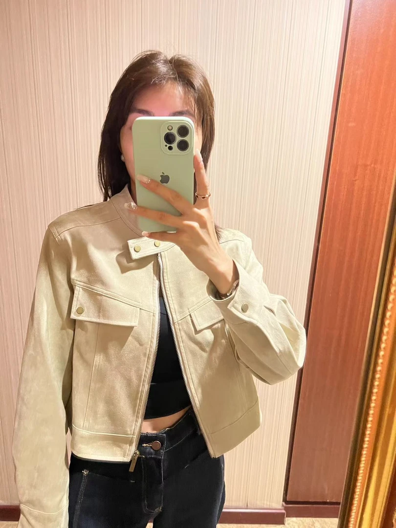 李园家1号店-702-百搭牛皮绒拉链外套