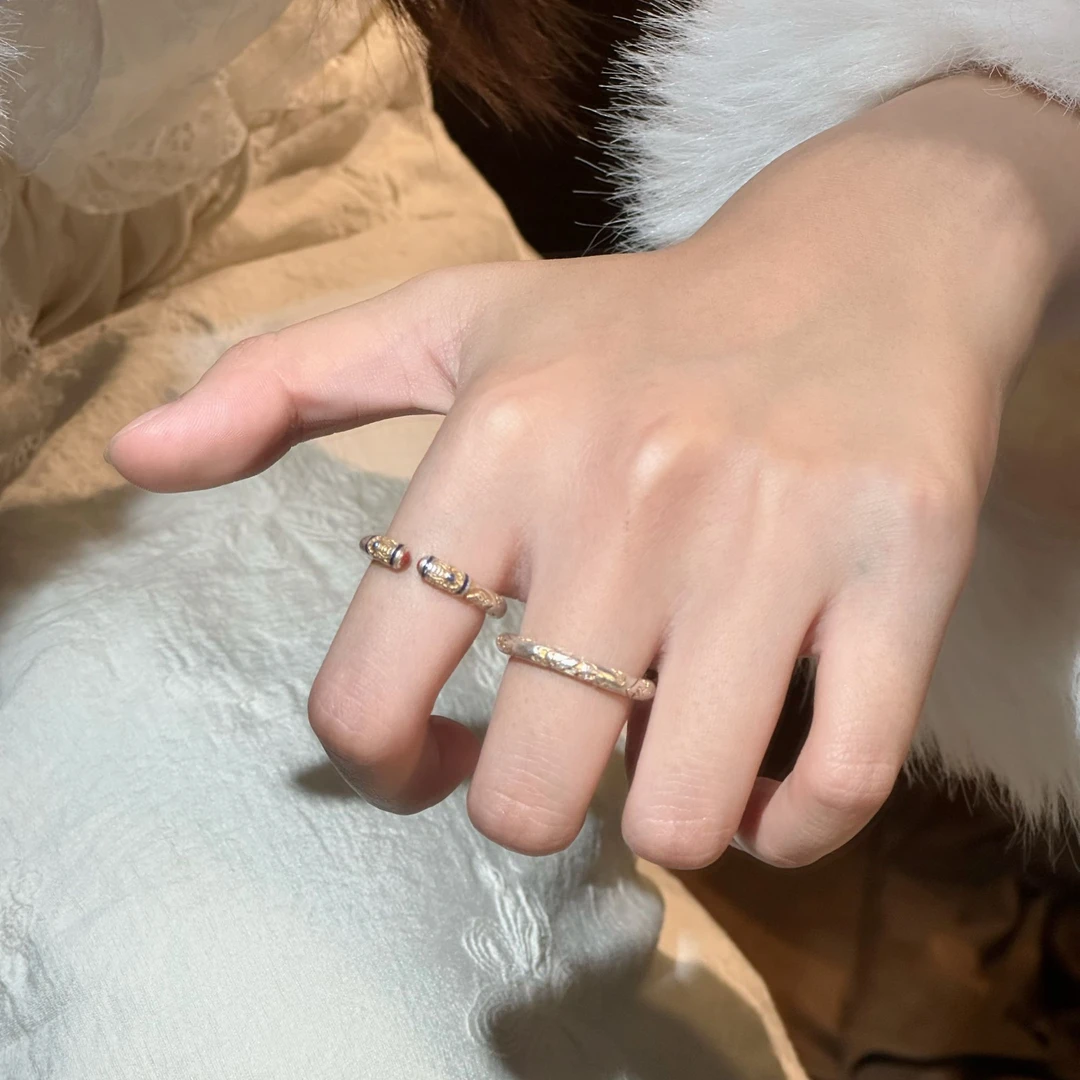 顺钦银楼 足银戒指 【金黛吉言戒指】足银999.9简约时尚轻奢小众