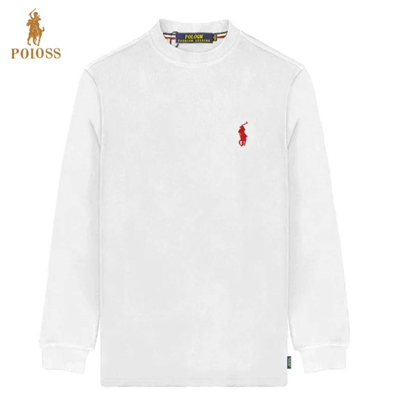 POLMAQIU男士卫衣加绒宽松休闲舒适弹力纯色商务修身打底衫0016