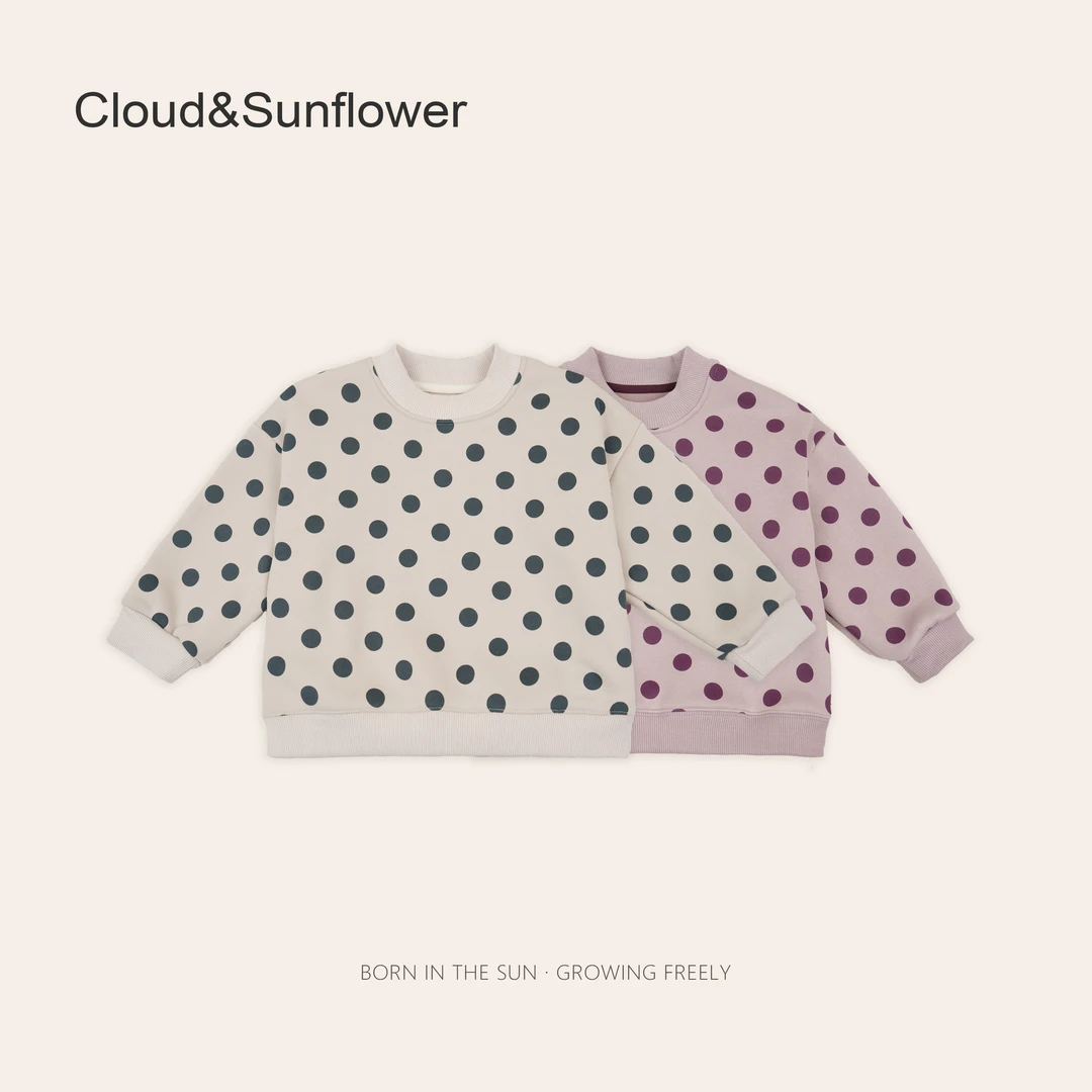 女童波点满印印花冬季休闲百搭卫衣1113164