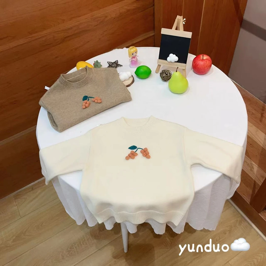 【稻穗香】儿童纯手工纯色圆领百搭毛衣104