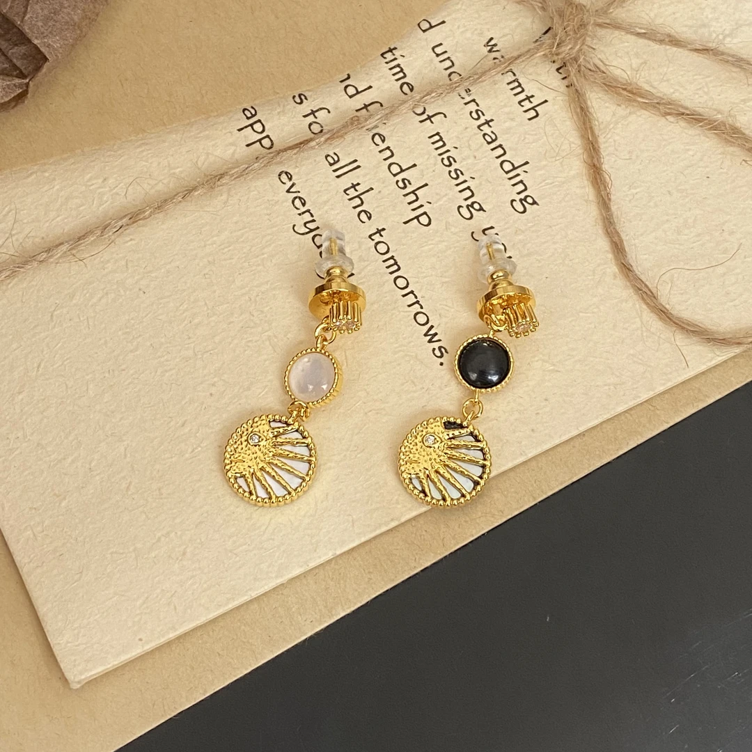 铜合金耳饰 1521-【晚安罗盘流苏耳钉】925银针轻奢百搭小众经典