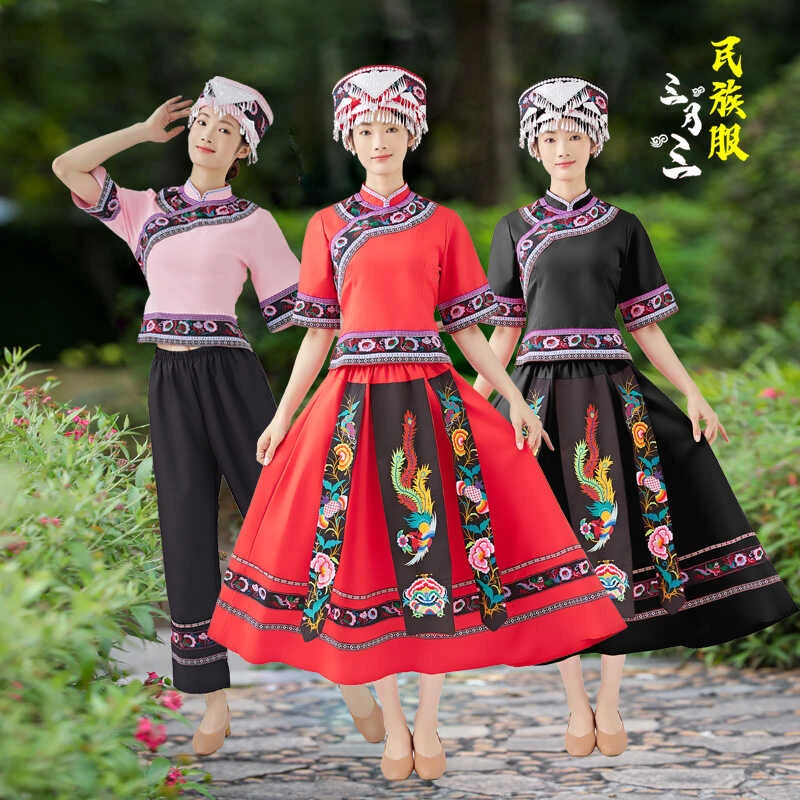 少数民族服装女苗族服装短袖布依土家族上衣原创设计刺绣贵州云南