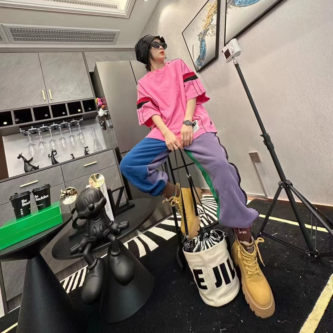 韩版宽松显瘦后背印花潮牌个性T恤3105