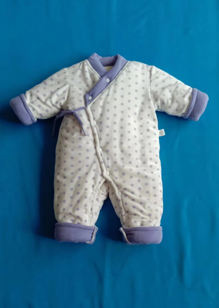 0—3白色蓝点宝宝婴幼儿儿童棉衣简约款