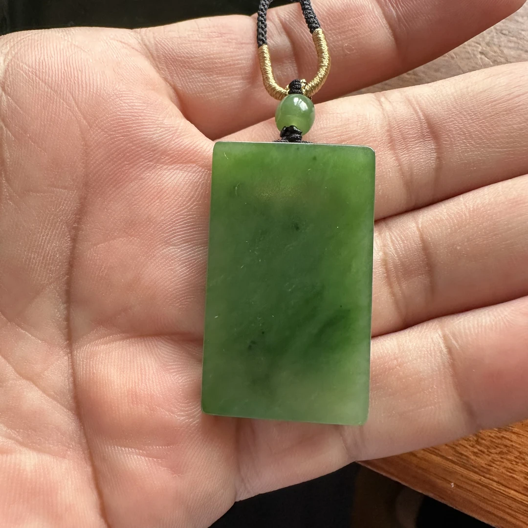 集色堂新疆和田玉碧玉籽料苏工平安牌17g