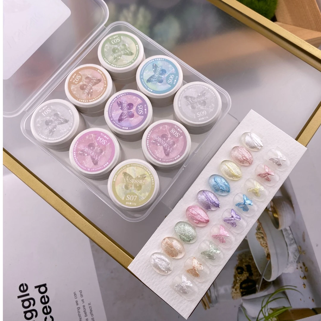 VVS新品仙粉膏9色美甲仙女膏金属色彩色肌理质感立体造型胶2.5g