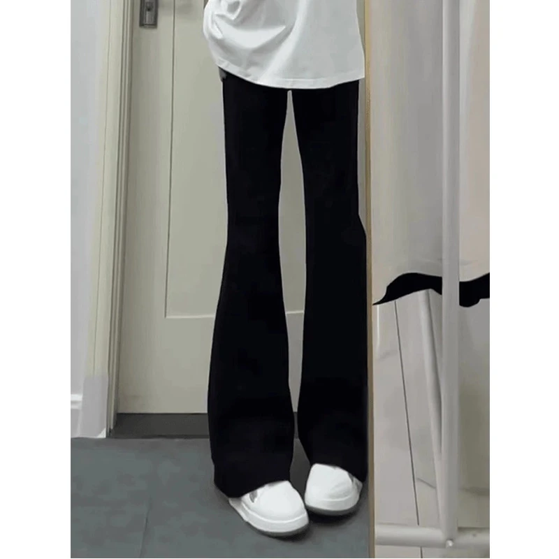 修饰腿型黑色微喇牛仔裤男款修身美式高街vibe裤子窄版显瘦直筒裤