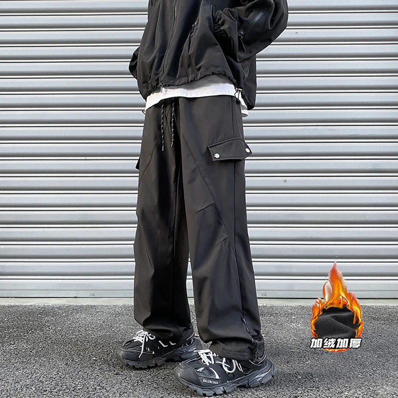 机能风防水工装裤男冬季户外美式加绒加厚裤子潮牌高街直筒休闲裤