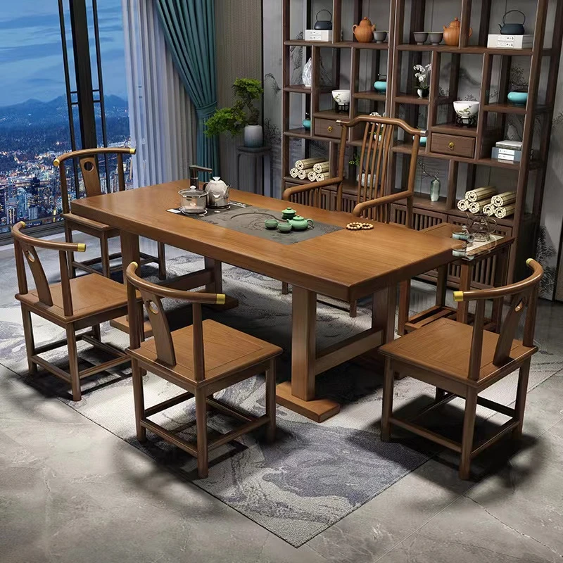 整点大板茶台茶桌1.4米2.4米湿泡台一体式新中式干泡茶桌办组合