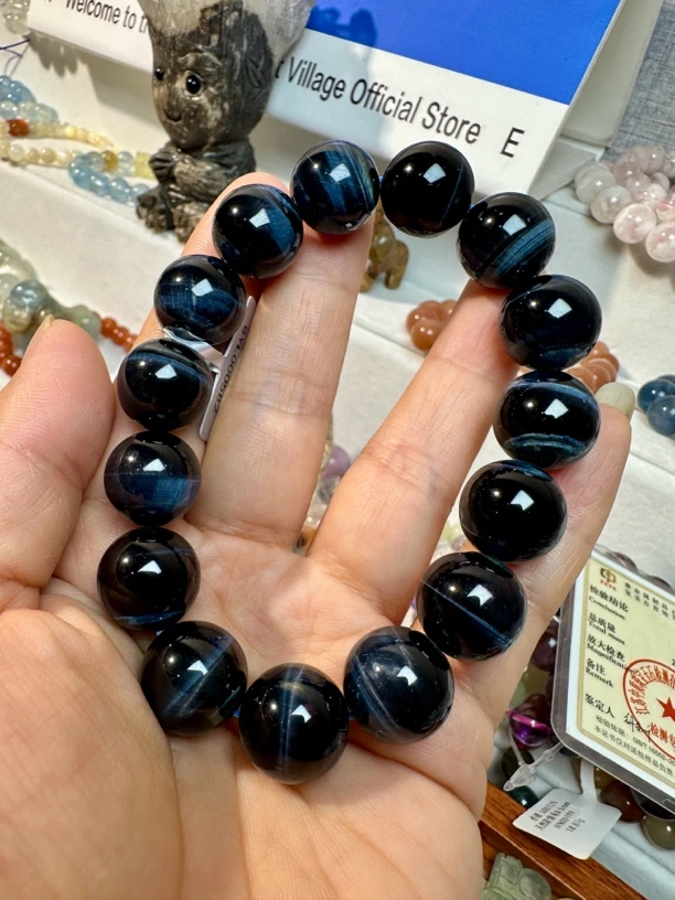 高品质蓝虎眼石闪电纹手串 男士必备时尚单品