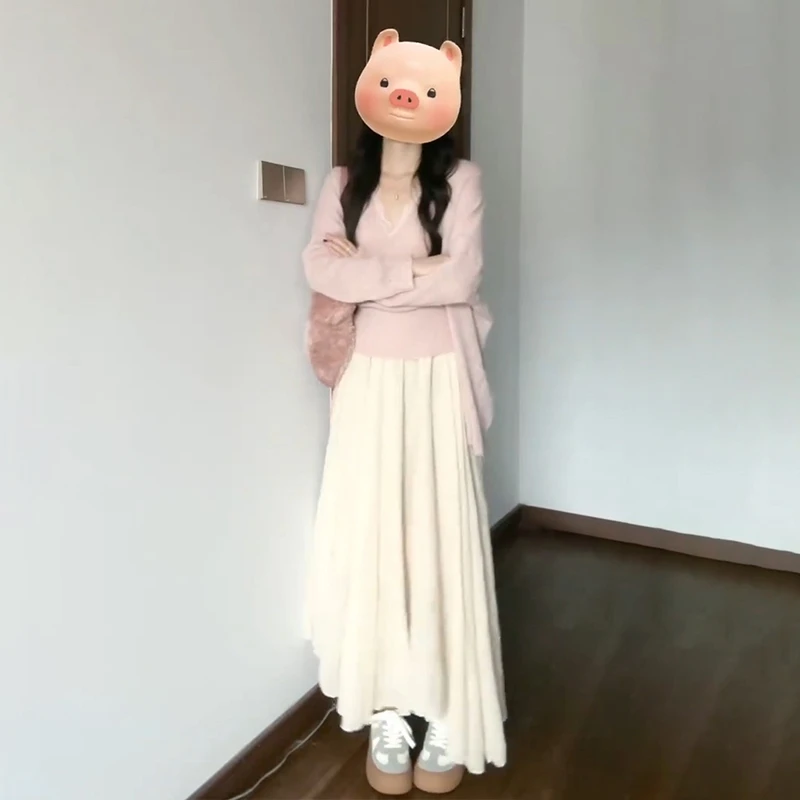 KM0100小香风时尚通勤气质开衫高腰显瘦半身裙春秋温柔百搭三件套