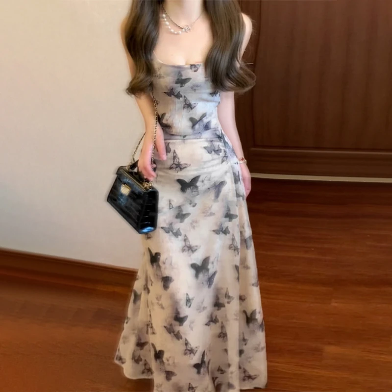 KM3506法式碎花连衣裙女收腰显瘦小众高级感法式气质长款裙子