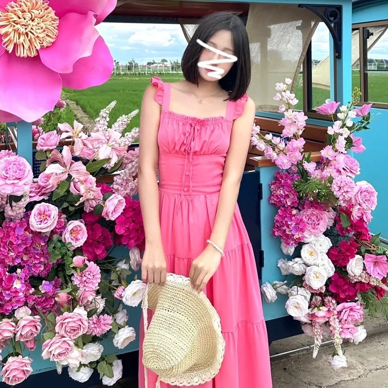 KM3490漂亮女装连衣裙新款法式收腰小众设计感夏季显瘦度假风裙子