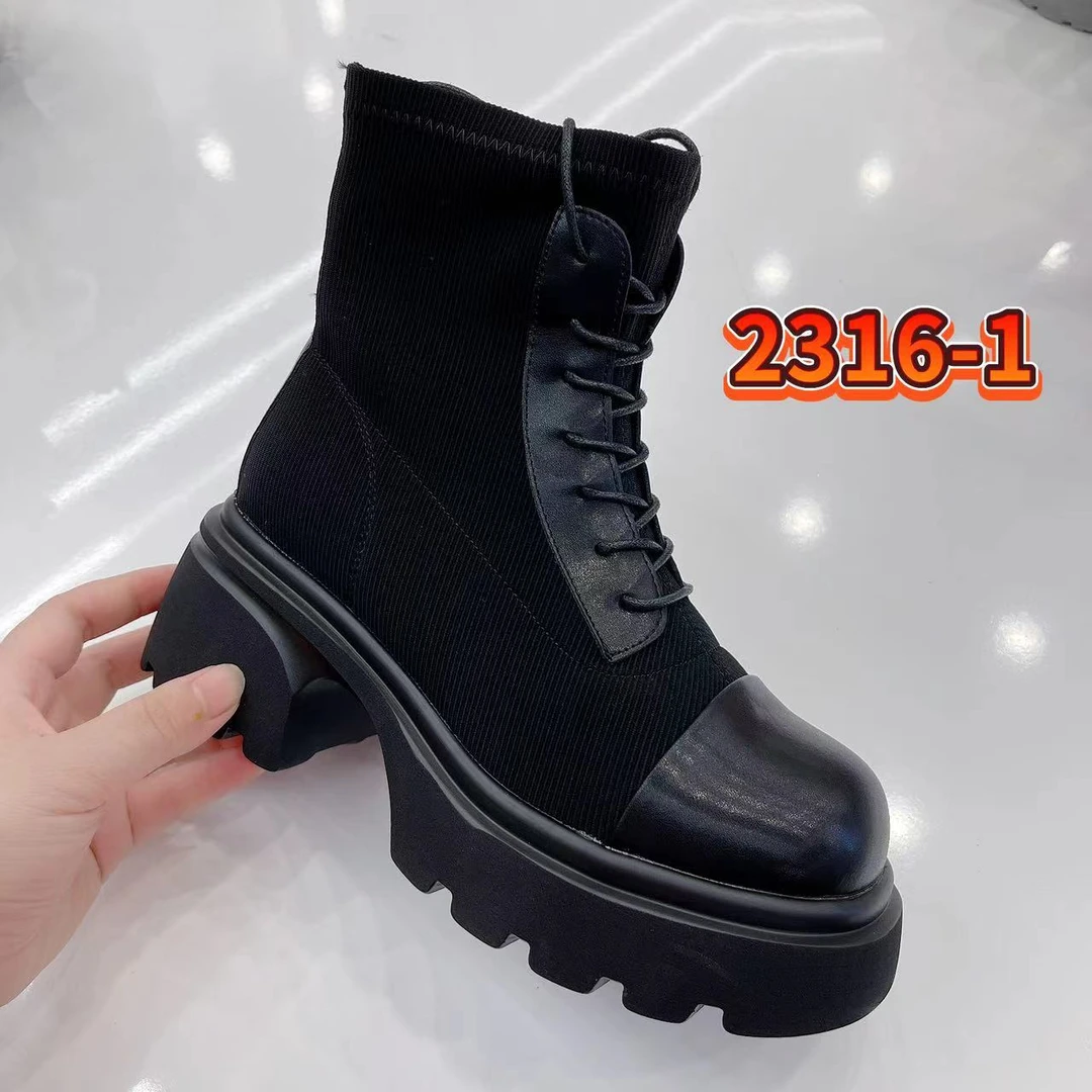 格姐家~秋款系带后拉链气质小短靴2316-1(跟高6cm左右)