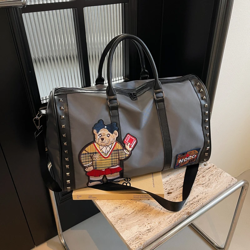 短途旅行包女轻便时尚大容量可爱卡通手提健身包高颜质旅游行李包