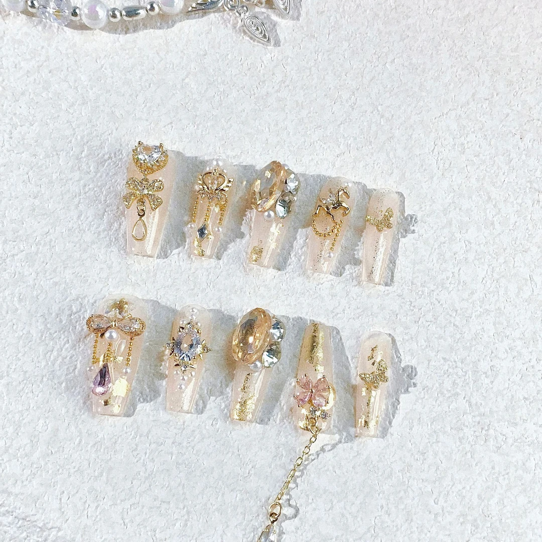 <金色魅影>纯手工满锆石穿戴甲奢华重工气质