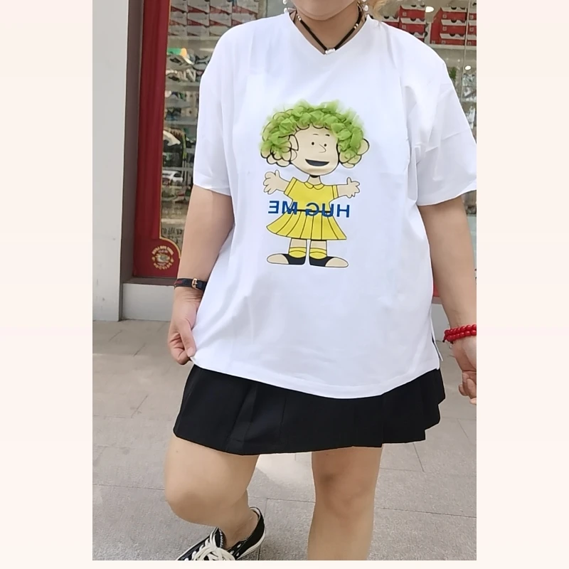 简约宽松百搭休闲圆领套头大码T恤衫半袖