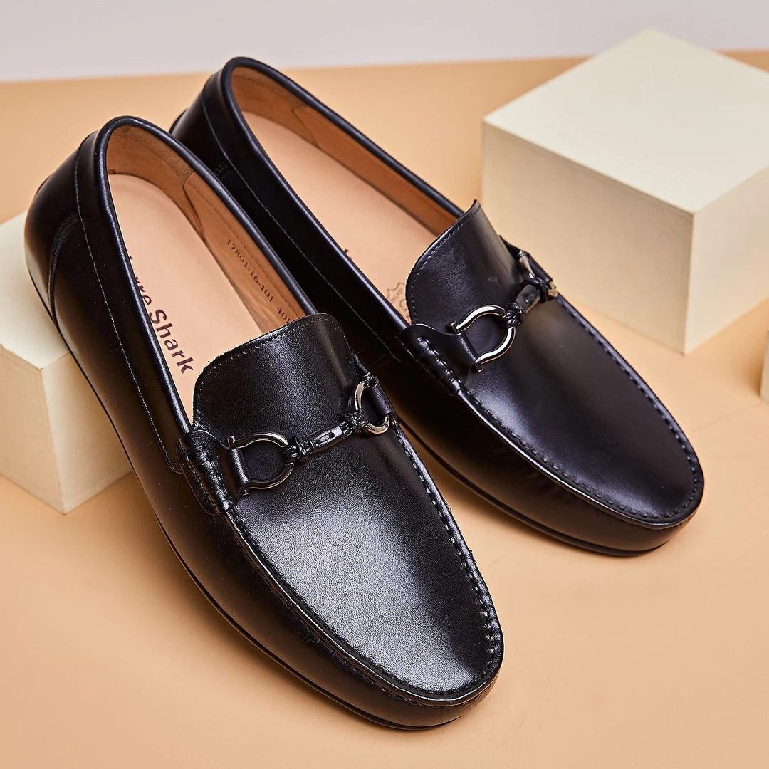 Pierre Shark/鲨鱼英伦时尚男士流苏套脚乐福鞋复古商务17891