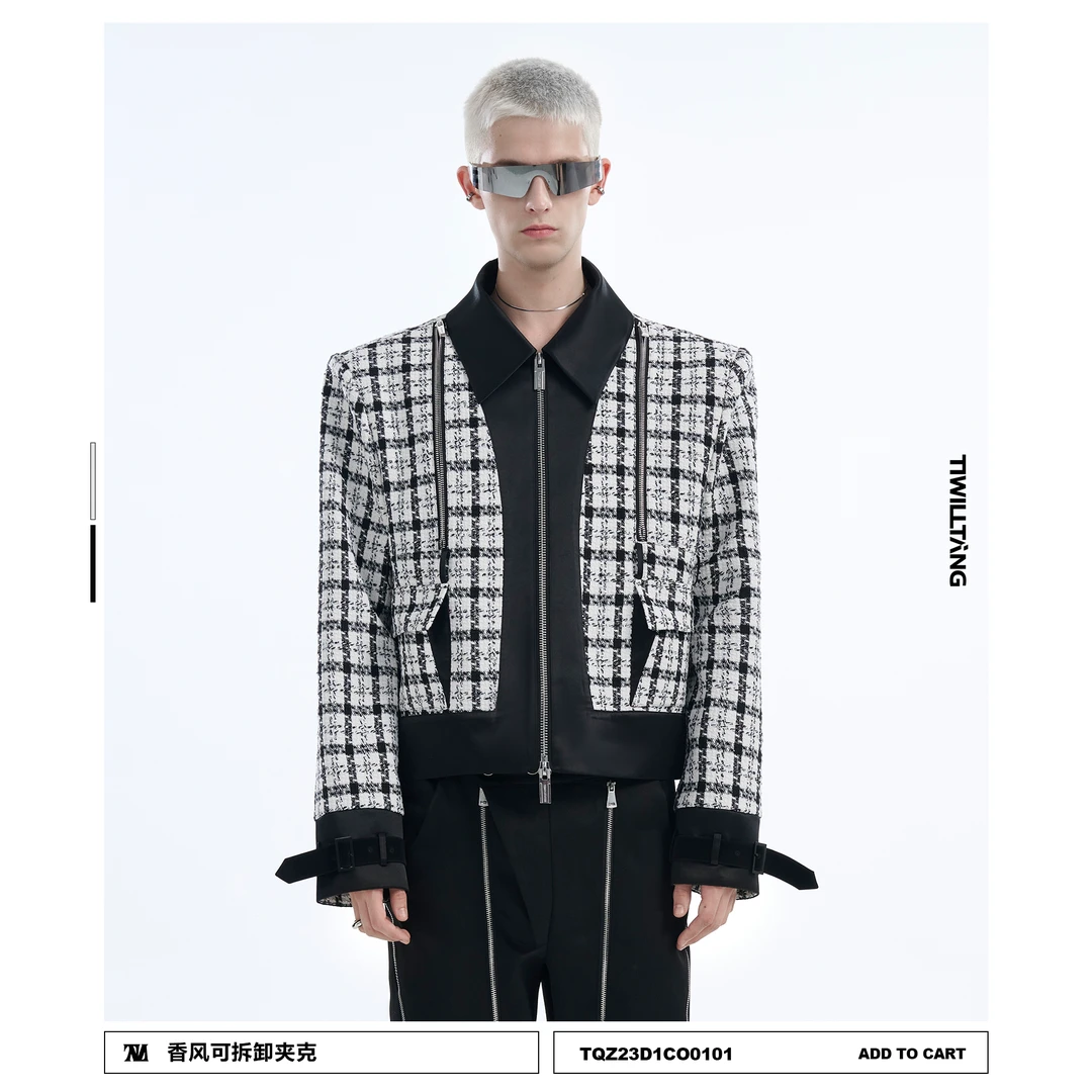 TIWILLTANG启世录“银月骑士”静奢小香风缎拼夹克粗花呢短款外套