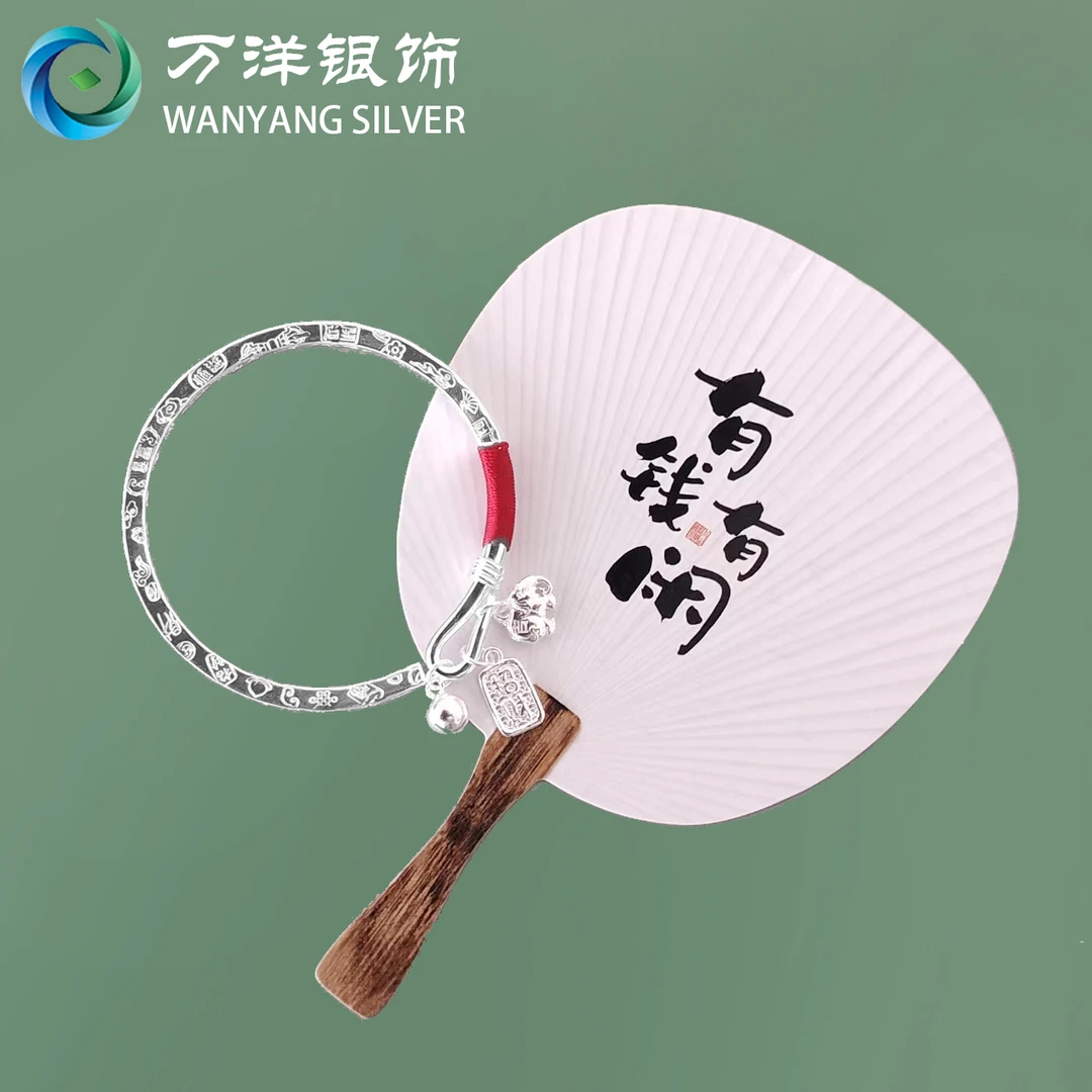 足银手镯 足银999吉言招财开口银镯精美时尚百搭国风手工银镯