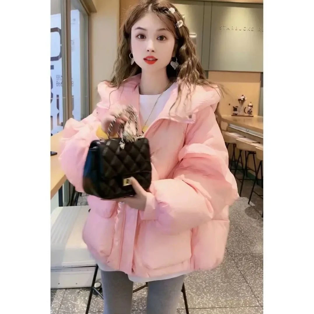 纯色长袖棉服外套女2024年冬季新款设计感时尚减龄百搭上衣ins