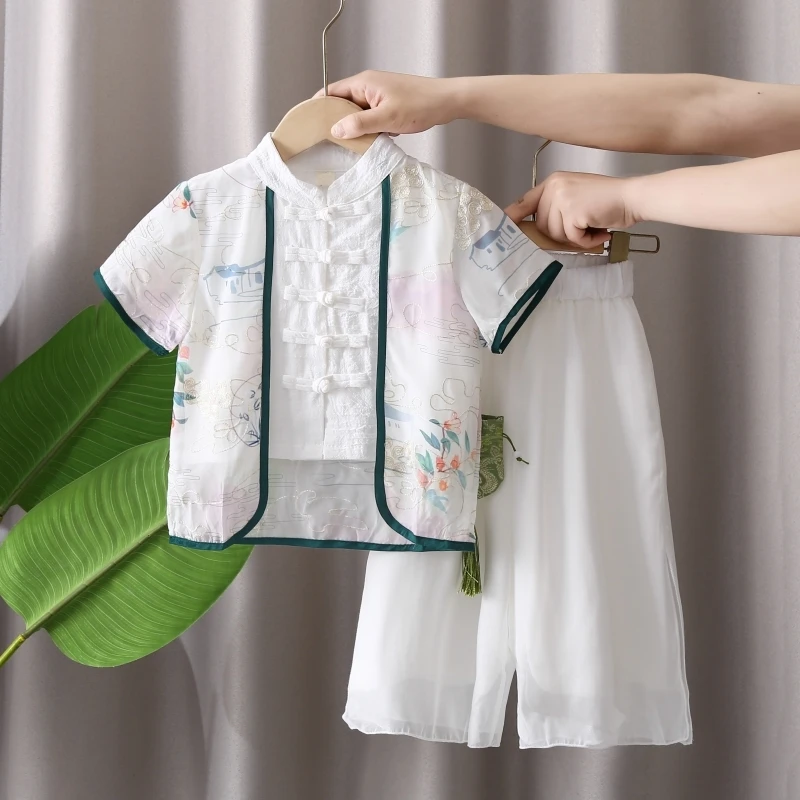 儿童汉服夏季古风超仙两件套男童女童中国风唐装宝宝薄款周岁礼服