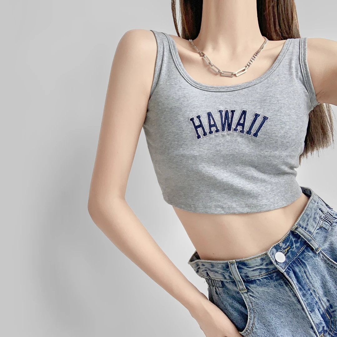 夏春茶夏季独特别致内搭运动背心吊带抹胸外穿无袖短款小上衣女装