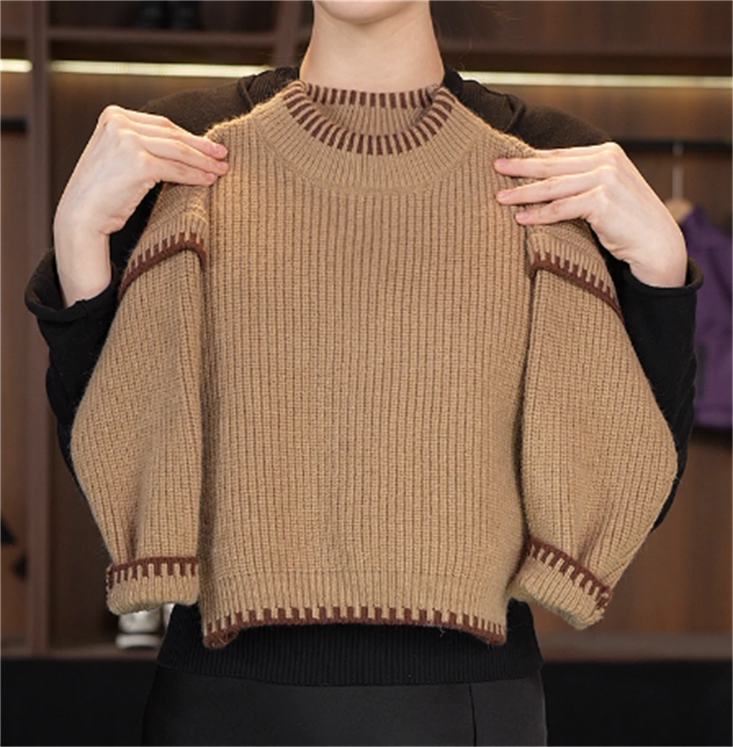 【CW】假两件设计   洋气百搭套头毛衣 “大麦茶” MY9302