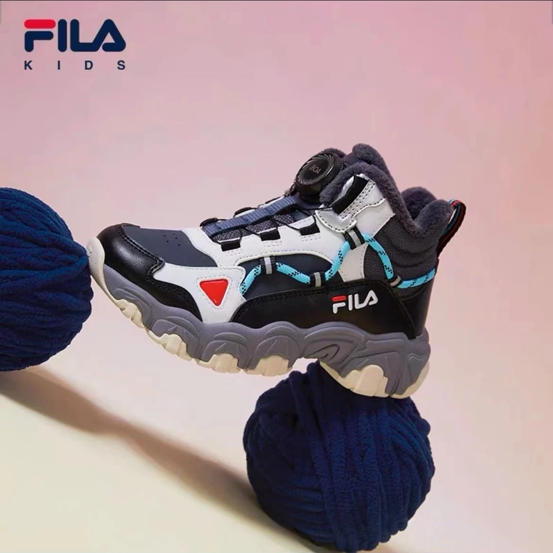 Fila/斐乐儿童【猫爪短绒棉靴】男女小童保暖老爹棉鞋  K14B242908F