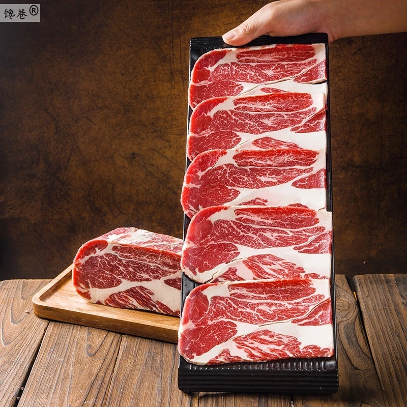 谷饲200天M6级原切雪花上脑牛肉片涮火锅食材 1盒肥瘦相间肉质
