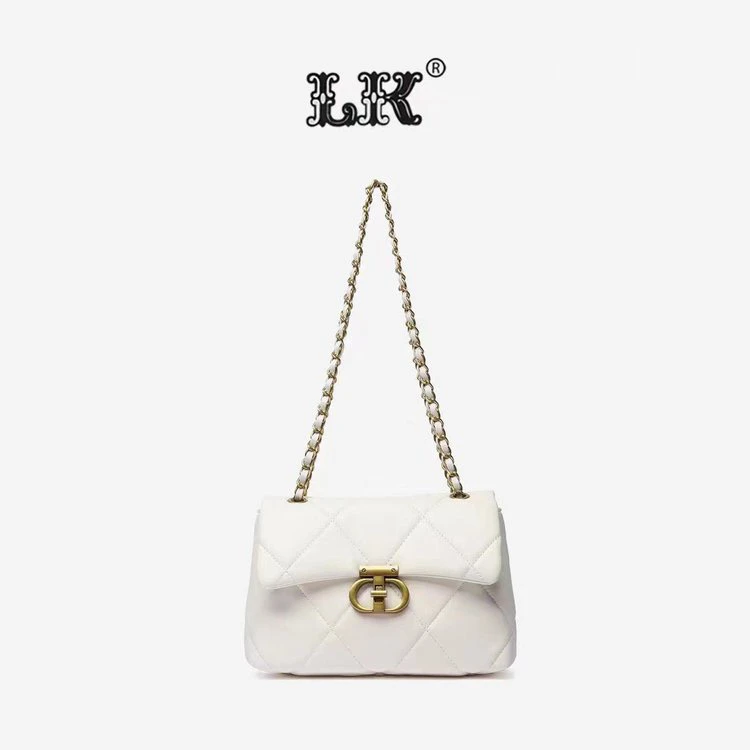 小香风链条包白色单肩经典肩包菱格包方胖子斜跨金球时尚女士百搭