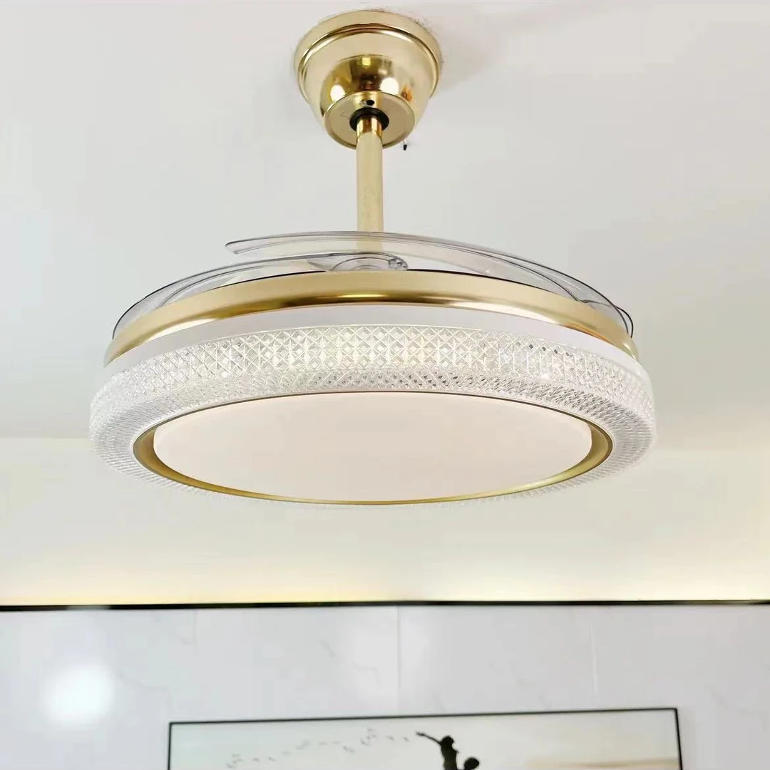 24年隐形风扇餐厅客厅卧室吊灯大风力家用智能变频风扇带吊灯一体