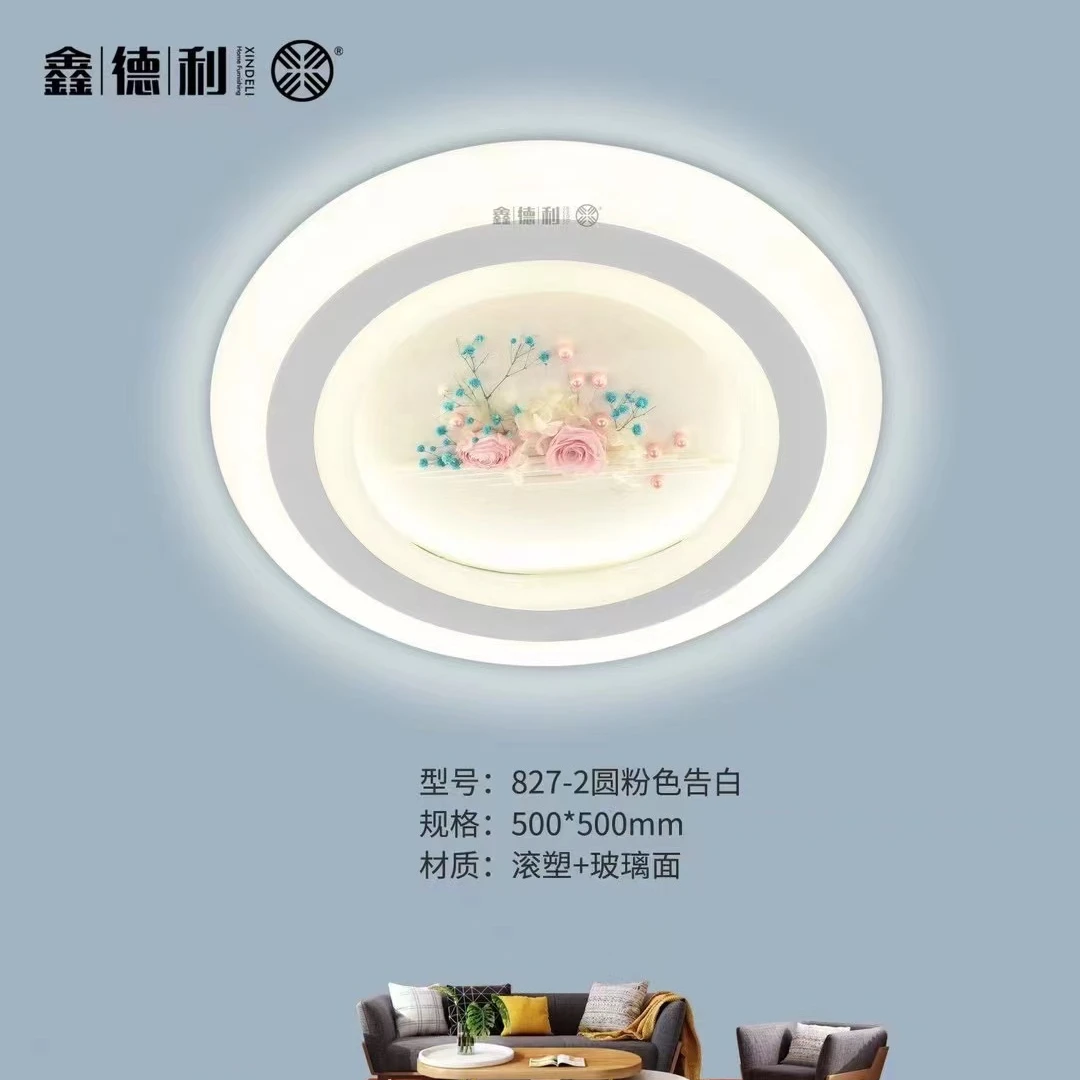 鑫得利卧室灯永生花现代简约玻璃灯罩四色变光节能护眼离线语音