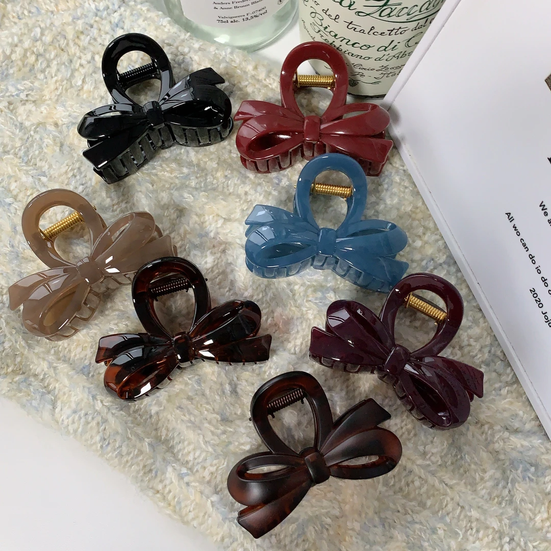 高品质8CM多色蝴蝶结抓夹气质复古简约小抓夹春夏