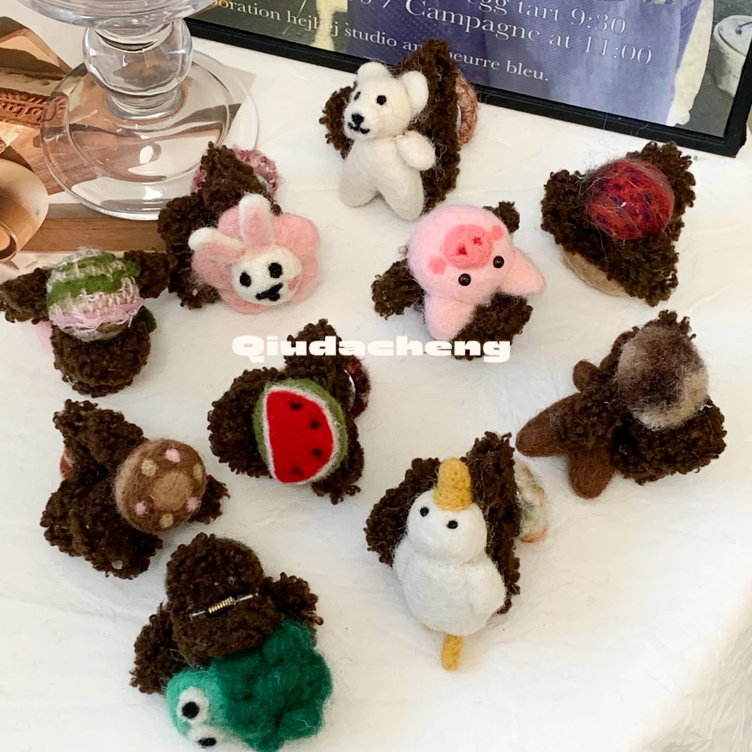 羊毛毡小抓夹4公分手工可爱甜美秋冬韩版少女心网红儿童毛球ins