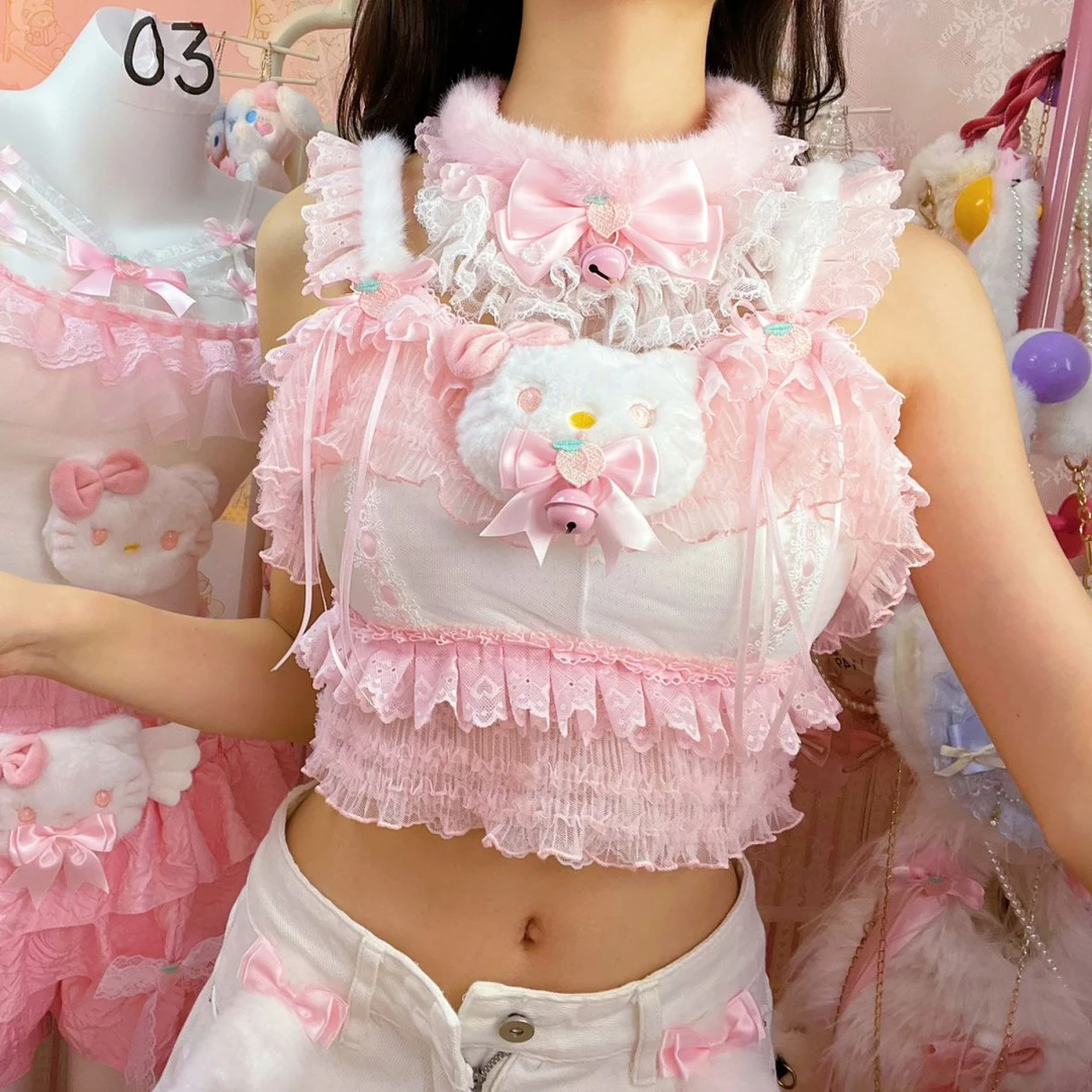 原创手作设计辣妹纯欲风甜美可爱百搭内搭可外穿修身显瘦吊带背心