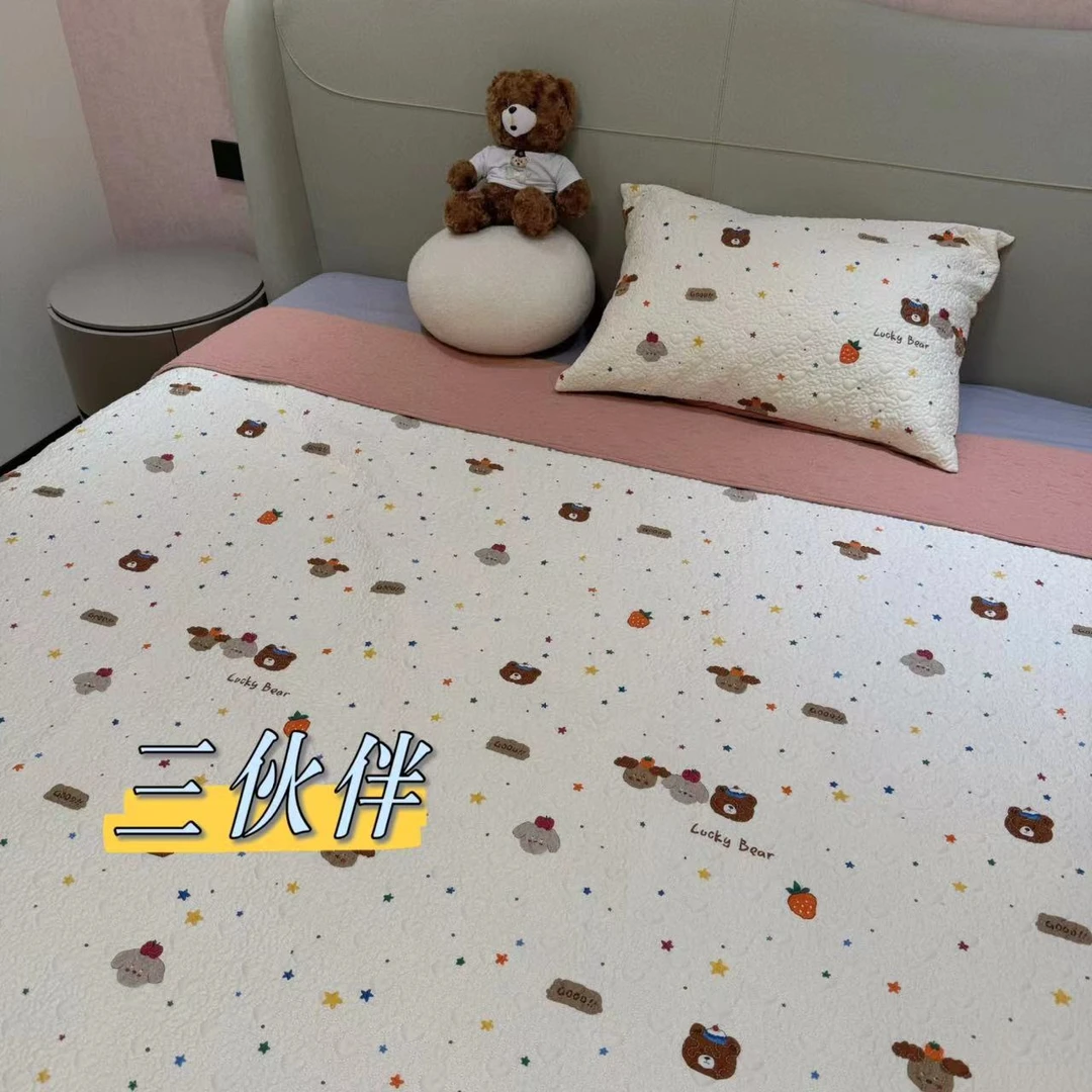 【床盖】绗缝双面可用机洗针织印花夹棉四季不跑棉亲肤透气单人