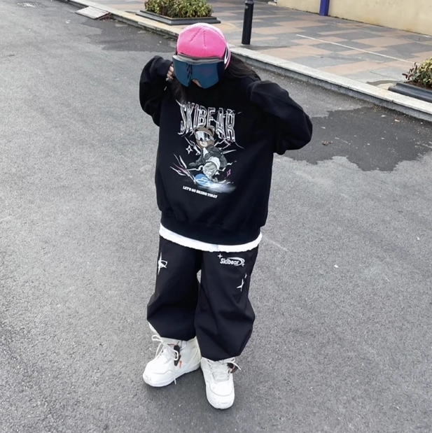 Skibear 原创小熊防水滑雪卫衣裤男街头加厚保暖单双板滑雪服圆领