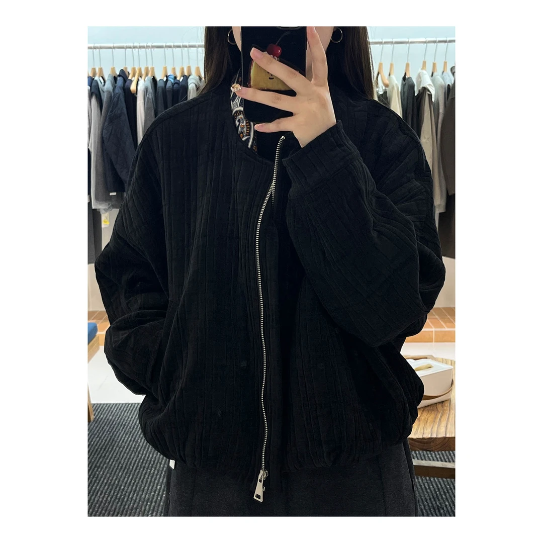zhukele 无领雪呢绒拉链外套  休闲百搭复古