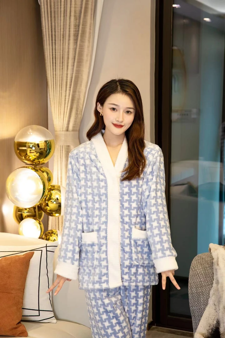 【影姐专属】2024新款秋冬睡衣女北极绒加绒保暖家居服套装