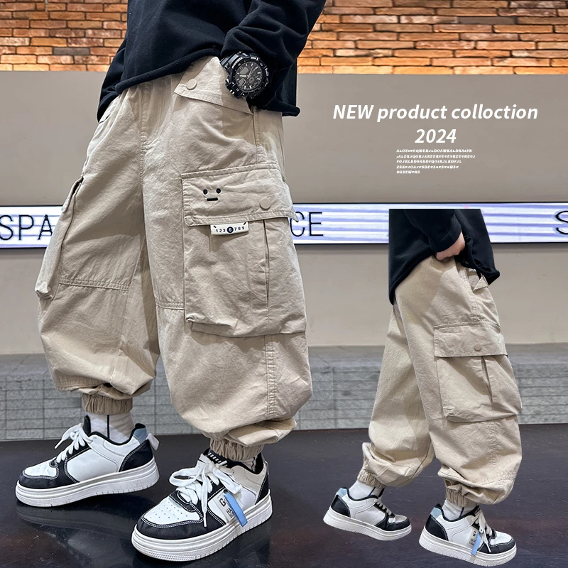 2024夏季新款男童中大童韩版宽松潮流时尚工装防蚊裤