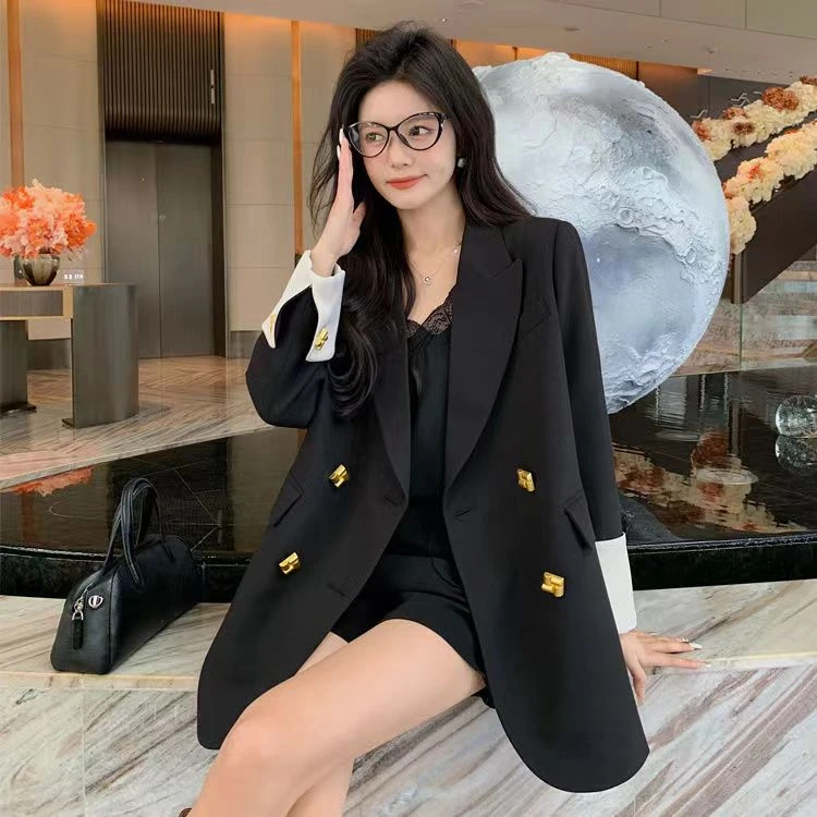 气质休闲西服黑色西装外套女2025春秋设计感今年流行宽松帅气上衣