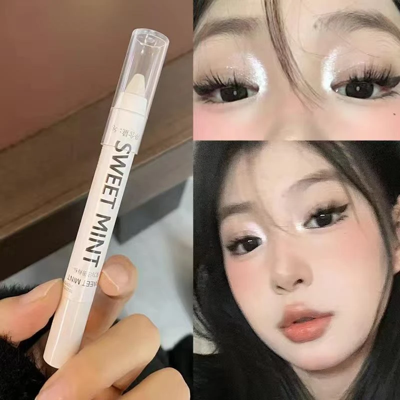 Sweet Mint高光提亮笔白色珠光哑光粉色卧蚕笔女眼头截断眼影棒