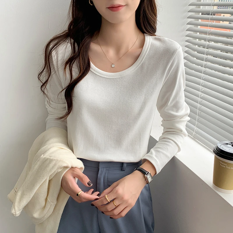 【大U领】大U领新款T恤女外穿洋气显瘦打底衫上衣女圆领韩版T823